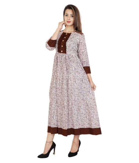 Rangun - Brown Cotton Blend Women's Flared Kurti ( Pack of 1 ) - M