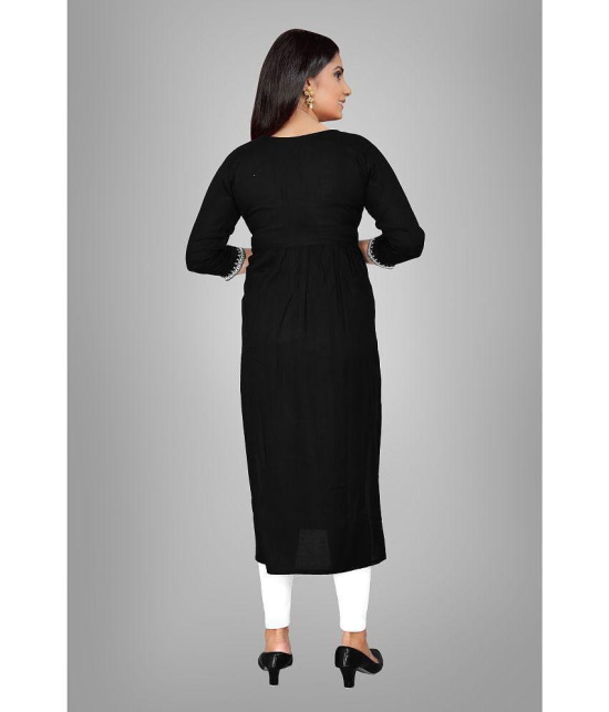 haya fashion - Black Rayon Women's Straight Kurti ( Pack of 1 ) - None