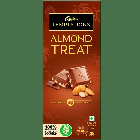 Cadbury Temptations Almond Treat Premium Chocolate Bar, 72 G