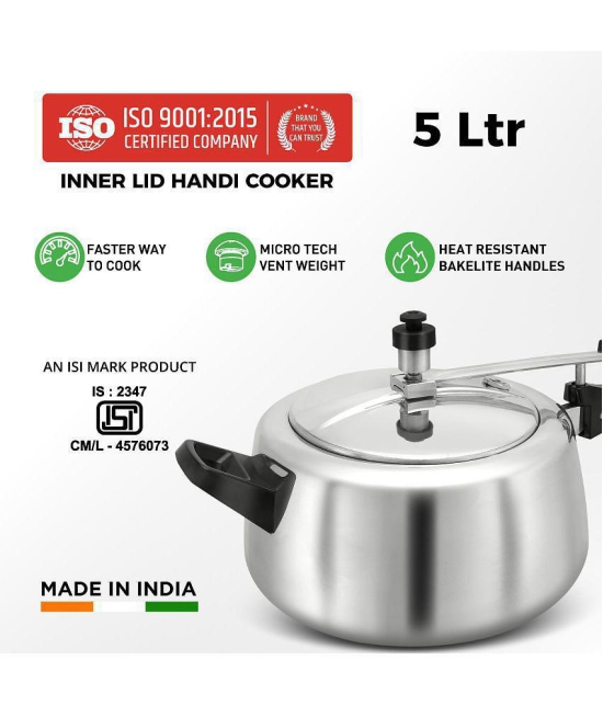 LEORON HANDI 5 L Aluminium InnerLid Pressure Cooker Without Induction Base