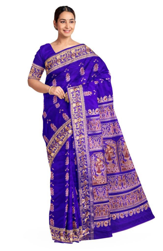 Baluchari Zari Meena Silk Saree Blue