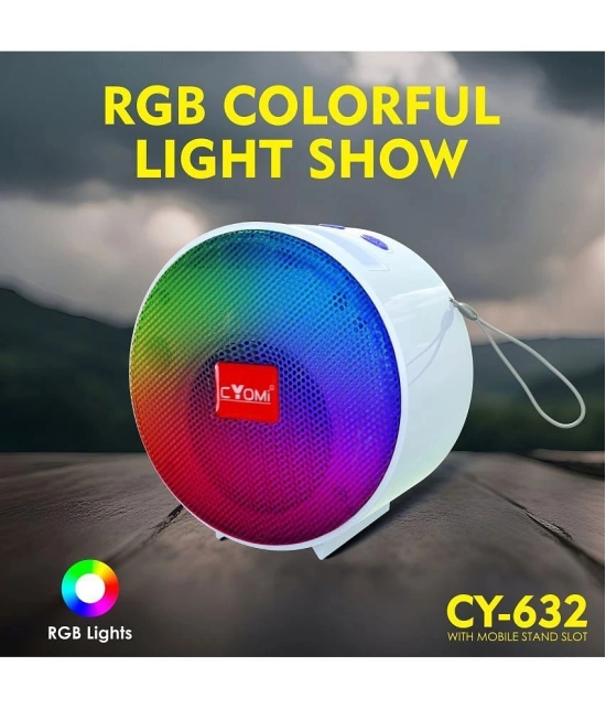 CYOMI CY 632 MULTICOLOUR 5 W Bluetooth Speaker Bluetooth V 5.1 with USB,SD card Slot,3D Bass Playback Time 8 hrs White - White