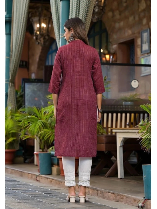 Juniper Cotton Striped Straight Womens Kurti - Maroon ( Pack of 1 ) - None