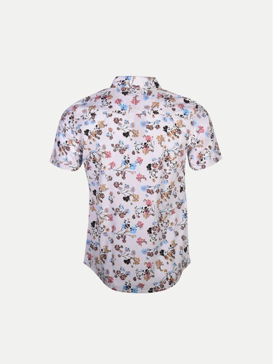 Men Casual White Floral Printed woven shirt