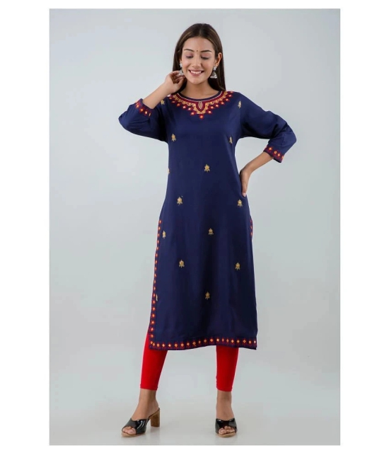 Lee Moda - Blue Rayon Womens Straight Kurti - XXL