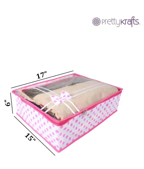 PrettyKrafts sari cover bag combo with Transparent Top with Bow,Pack of 6, Pink Dots