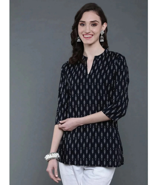 Antaran Cotton Printed A-line Womens Kurti - Black ( Pack of 1 ) - None