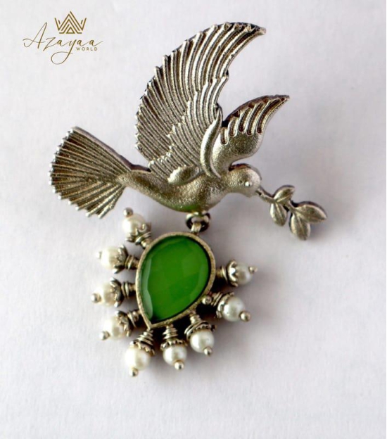 Azayaa World Light green Charming love bird earring