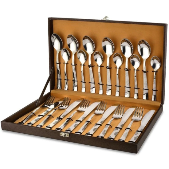 24 Pieces Premium Stainless Steel Cutlery Set, Home & Kitchen with Gift Box (6 Pieces Each Table Spoons, Table Forks, Tea Spoons, Butter Knife) with Leatherite Box