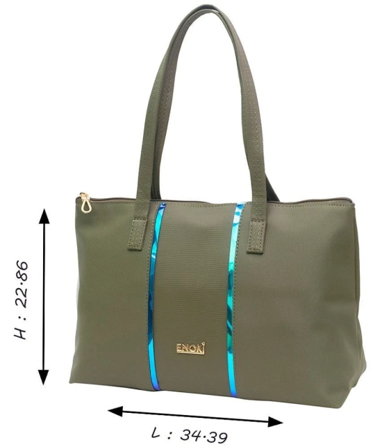 Enoki - Green Faux Leather Tote Bag - Green