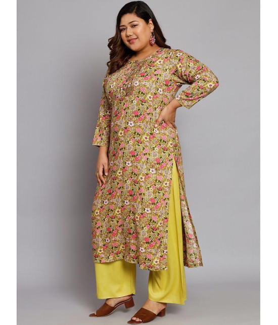 Tissu - Yellow Straight Rayon Womens Stitched Salwar Suit ( Pack of 1 ) - None