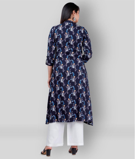 MAUKA - Navy Blue A-line Rayon Womens Stitched Salwar Suit ( Pack of 1 ) - XS