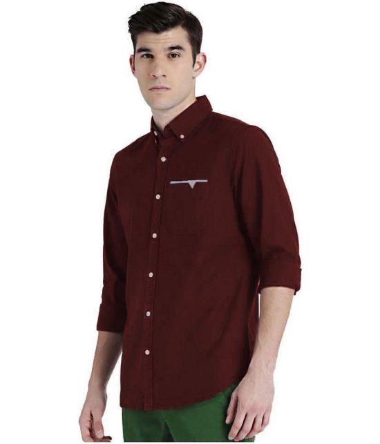 Life Roads - Maroon Cotton Slim Fit Men's Casual Shirt (Pack of 1 ) - None