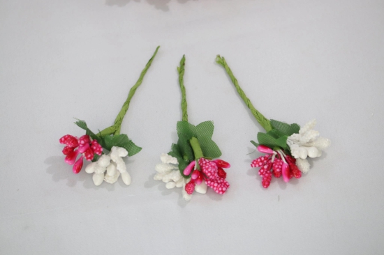 SHG Fashion Art Handmade PINK and WHITE Artificial Veni Flowers with 3 Pins (PINK with White Artificial Flower Hair Accessory Set)