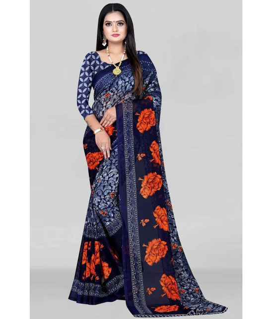 LEELAVATI - Blue Georgette Saree With Blouse Piece ( Pack of 1 ) - Blue