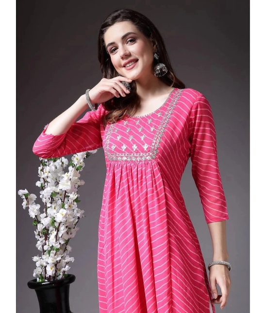 Stylum Georgette Printed A-Line Womens Kurti - Pink ( Pack of 1 ) - None