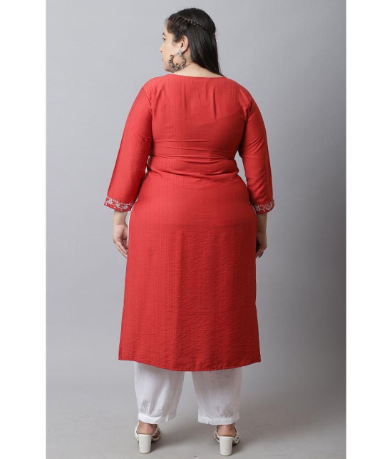 Rajnandini - Red Rayon Women's Straight Kurti ( Pack of 1 ) - None