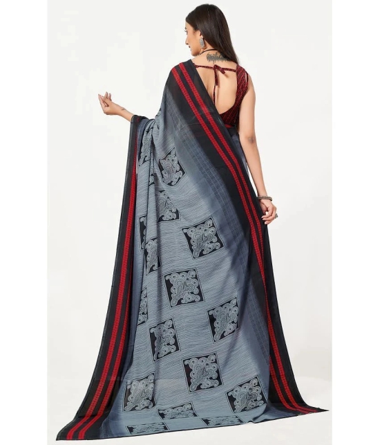 LEELAVATI - Grey Georgette Saree With Blouse Piece ( Pack of 1 ) - Grey