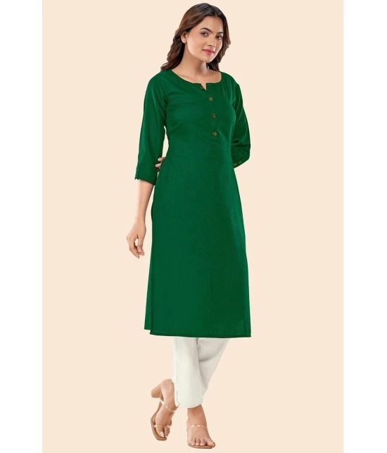 Glomee - Green Cotton Womens Straight Kurti ( Pack of 1 ) - None