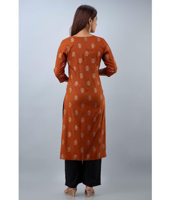 Doriya Brown Rayon Kurti With Palazzo - Stitched Suit - None