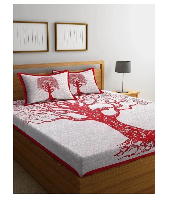 Uniqchoice Cotton Double Bedsheet with 2 Pillow Covers ( 240 cm x 215 cm ) - Red