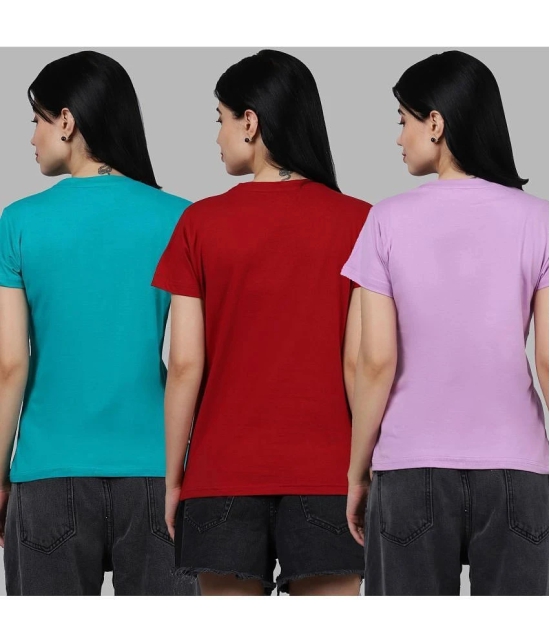 Fabflee - Multi Color Cotton Regular Fit Womens T-Shirt ( Pack of 3 ) - None