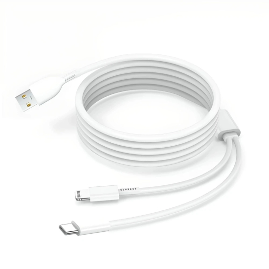 LAFORTE 2 in 1 Pvc Soft and Superior Charging Cable 1.3 M (White) 1 Pcs