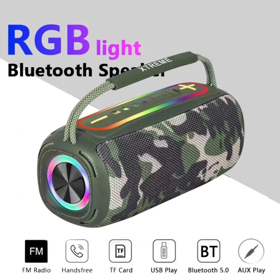 P11 Pro 20W High Power RGB Colorful LED Outdoor Speaker TWS Stereo Bluetooth Subwoofer with FM Radio-Red
