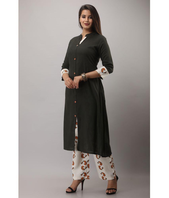 MAUKA Rayon Solid Kurti With Palazzo Women''s Stitched Salwar Suit - Black ( Pack of 1 ) - None