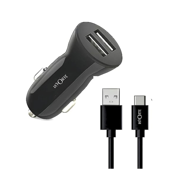 LA FORTE Mobile Dual Port Car Charger With C Type Cable