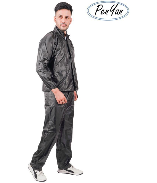 Penyan™ Mens and Womens Waterproof Solid Rain Wear Suit/Rain Coat with Tapping on Joints (Black, Free Size) - Freesize