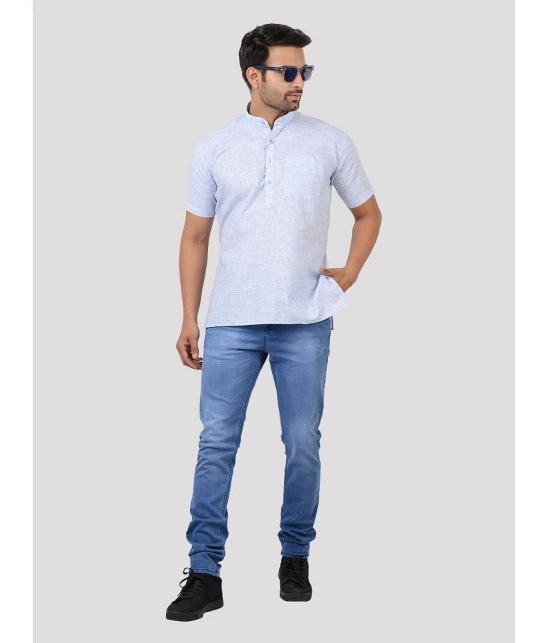 Maharaja - Blue Cotton Blend Mens Regular Kurta ( Pack of 1 ) - None