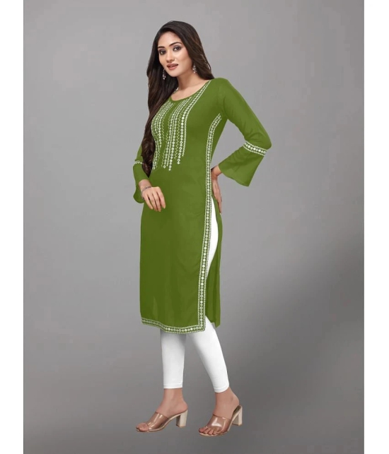 Kapadia - Green Rayon Womens Straight Kurti ( Pack of 1 ) - None