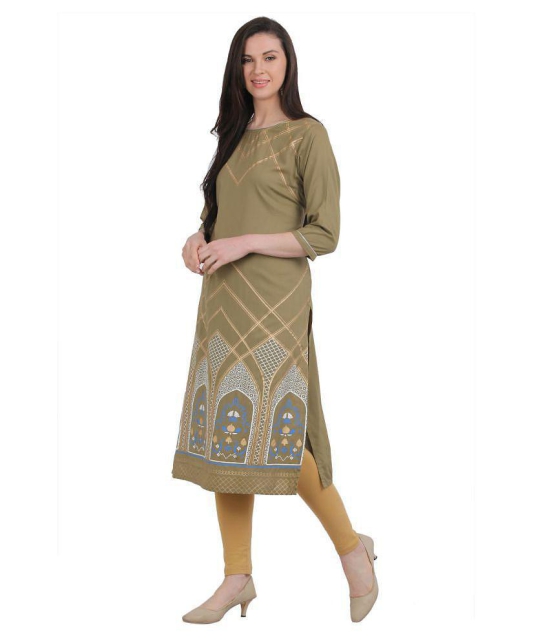 SAAKAA - Green Rayon Womens A-line Kurti - XXL