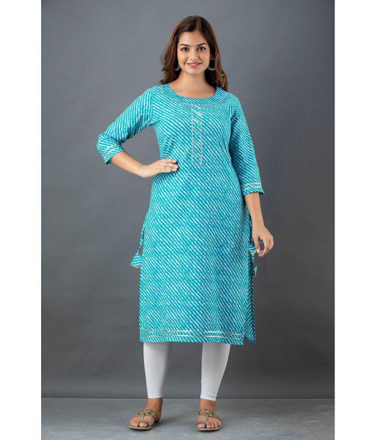 Lee Moda - Light Blue Cotton Womens Straight Kurti ( Pack of 1 ) - None