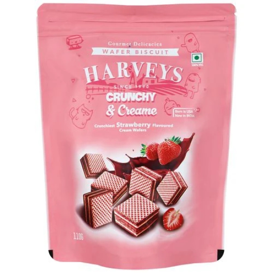 Harveys Crunchy & Creame Wafers Strawberry Pouch, 110 Gm