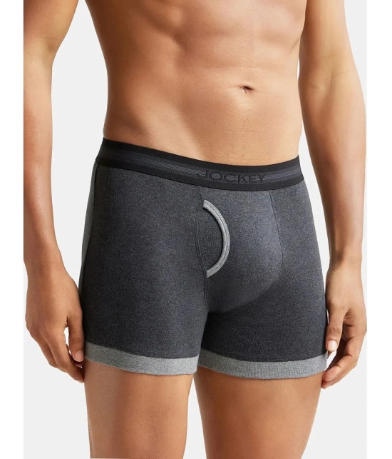 Jockey 1017 Men Super Combed Cotton Rib Solid Boxer Brief - Mid Grey & Charcoal - None