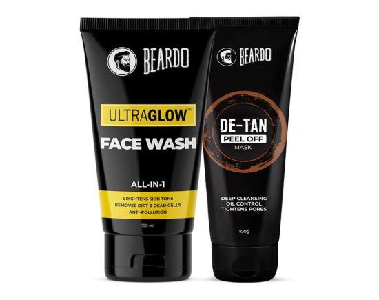 Beardo Ultraglow Facewash & De-Tan Peel Off Mask Combo