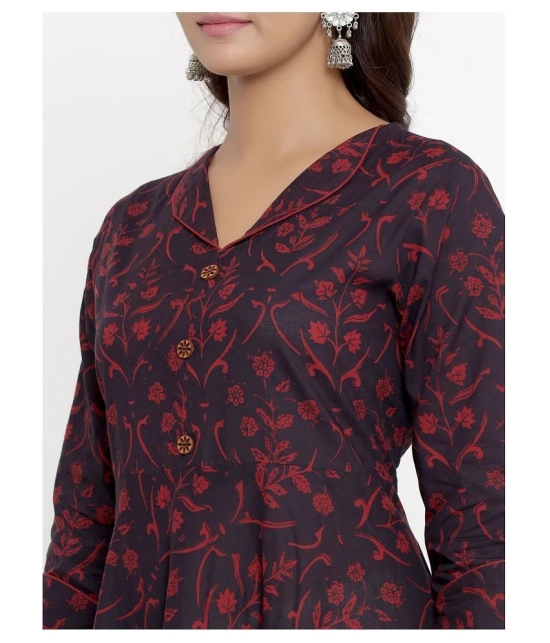 Angiya Maroon Cotton Anarkali Kurti - - XXL