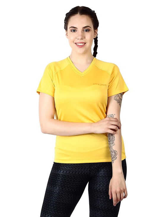 WOMEN V NECK TEE-M / Yellow