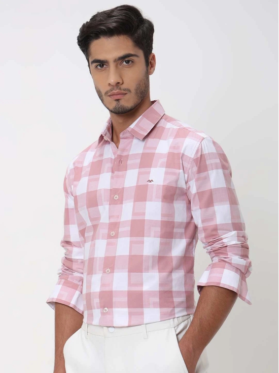 Pink Large Check Slim Fit Casual Shirt