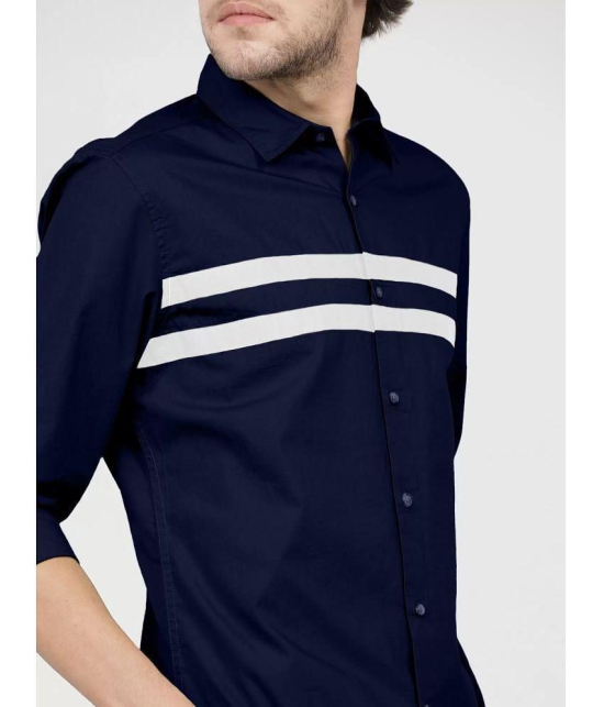 VERTUSY Cotton Blend Regular Fit Striped Full Sleeves Men's Casual Shirt - Navy ( Pack of 1 ) - None