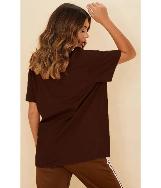 Leotude - Brown Cotton Blend Oversized Womens T-Shirt ( Pack of 1 ) - None