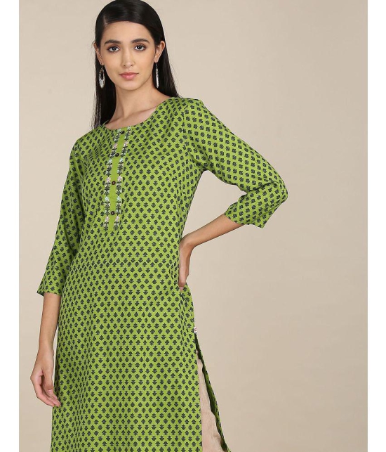 Karigari - Straight Rayon Green Women's Kurti ( Pack of 1 ) - None