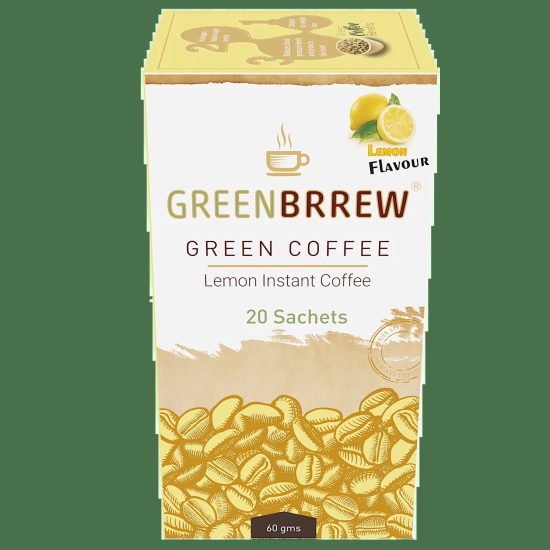 Greenbrrew Instant Green Coffee Premix for Weight Loss Lemon 20 Sachets 60g - Easy to Use-Greenbrrew Instant Green Coffee Premix for Weight Loss (Lemon, 20 Sachets), 60g - Easy to Use