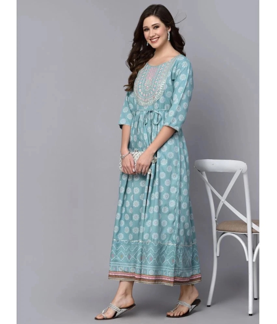 Stylum Rayon Printed Anarkali Womens Kurti - Blue ( Pack of 1 ) - None