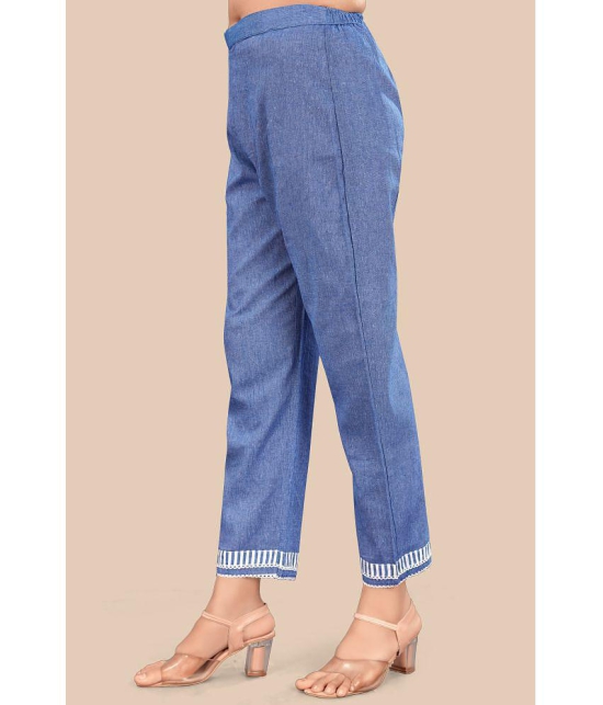 Glomee - Blue Cotton Straight Women''s Casual Pants ( Pack of 1 ) - None