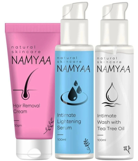 Namyaa Intimate Care Kit- Intimate Lightening Serum, Intimate Wash, Bikini Line Hair Removal Cream | Set of 3