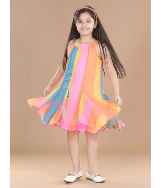 StyleStone - Chiffon Multicolor Girls Asymmetric Dress ( Pack of 1 ) - None