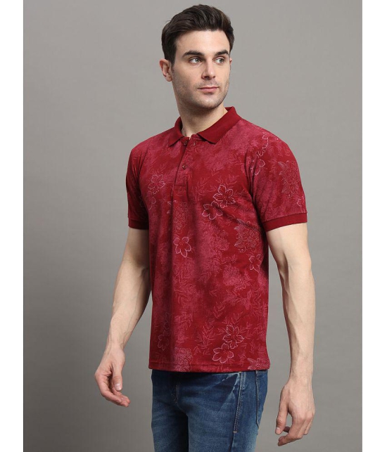 MXN Cotton Blend Regular Fit Printed Half Sleeves Mens Polo T Shirt - Wine ( Pack of 1 ) - None